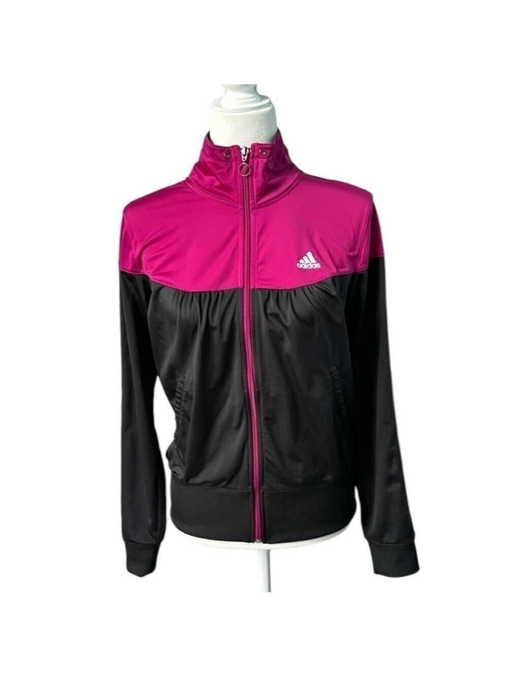 Adidas Lightweight Magenta and Black Zip Up Track Jacket Size Medium